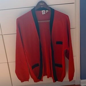 Emmanuel Ungaro Red Cardigan size large with Black Trim